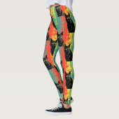 Leggings à motif de chat noir rétro (Gauche)