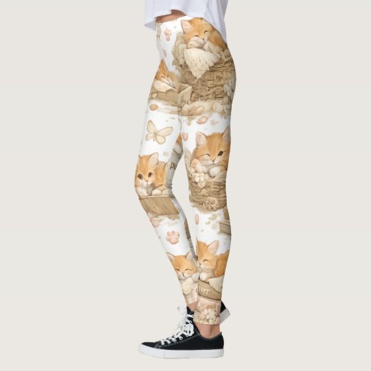 Leggings à motif de chat orange (Gauche)