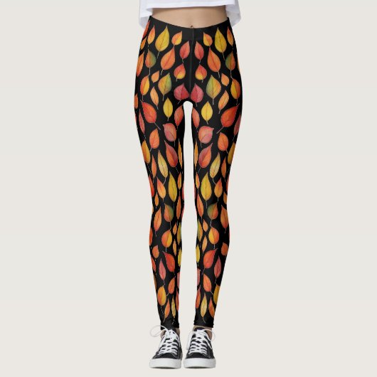Leggings à motif de feuille d'automne – Conception (Devant)