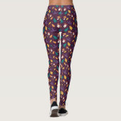 Leggings à motif de feuille de champignon violet é (Dos)