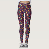 Leggings à motif de feuille de champignon violet é (Devant)