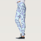 Leggings à motif de feuilles bleu foncé (Gauche)