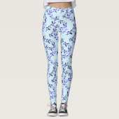 Leggings à motif de feuilles bleu foncé (Devant)