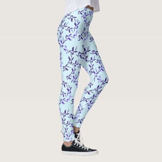 Leggings à motif de feuilles bleu foncé (Droite)