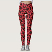 Leggings à motif de fleurs de pavot rouges d'août (Devant)