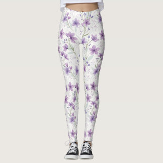 Leggings à motif de fleurs sauvages de lilas à l'a