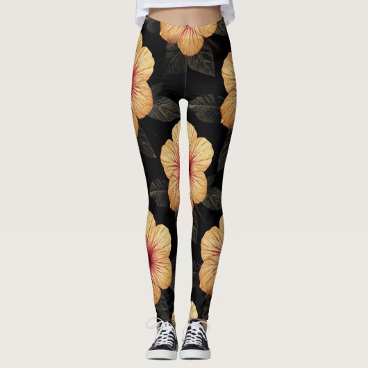 Leggings à motif de fleurs tropicales (Devant)