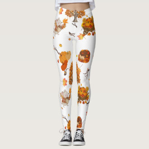 Leggings à motif de forêt automnale cosy - Automne