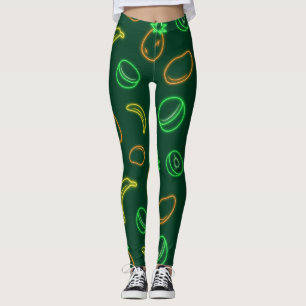 Leggings à motif de fruits tropicaux néon