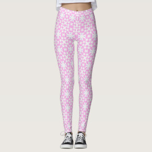 Leggings à motif de marguerite rétro rose