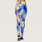 Leggings à motif de pièce de puzzle aquarelle colo (Dos)