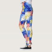 Leggings à motif de pièce de puzzle aquarelle colo (Gauche)