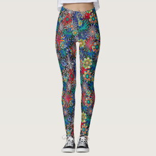 Leggings à motif floral arc-en-ciel