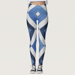 Leggings à motif géométrique bleu