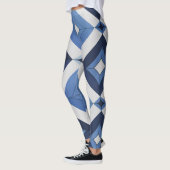Leggings à motif géométrique bleu (Gauche)