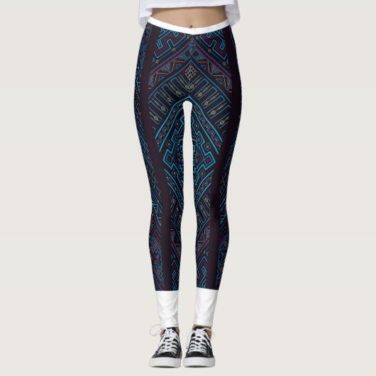 Leggings à motif géométrique bleu (Devant)