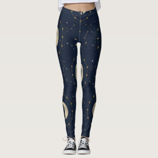 Leggings à motif loup hurlant céleste de la pleine
