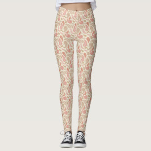 Leggings à motif paisley brun-crème