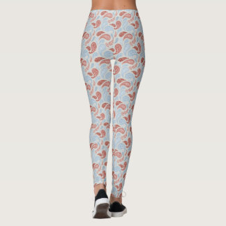 Leggings à motif paisley rouge-fumé-bleu