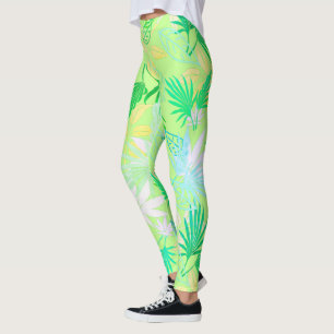 Leggings à motif tropical de feuilles de palmier