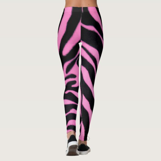 Leggings à motif zèbre rose – Impression animale a (Dos)