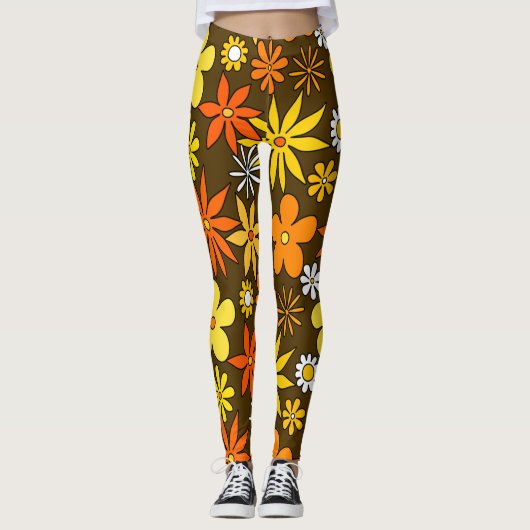 Leggings à motifs floraux style années 1970 (Devant)