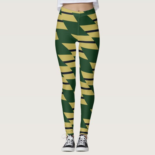 Leggings à motifs géométriques de l'or vert et de (Devant)