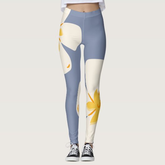 Leggings à orchidées gris ardoise élégant (Devant)