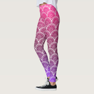 Leggings à paille rose et violet