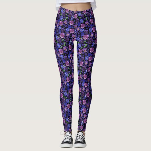 Leggings à panneaux violets et bleus (Devant)