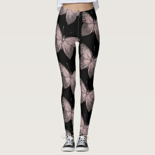 Leggings à papillon rose et noir