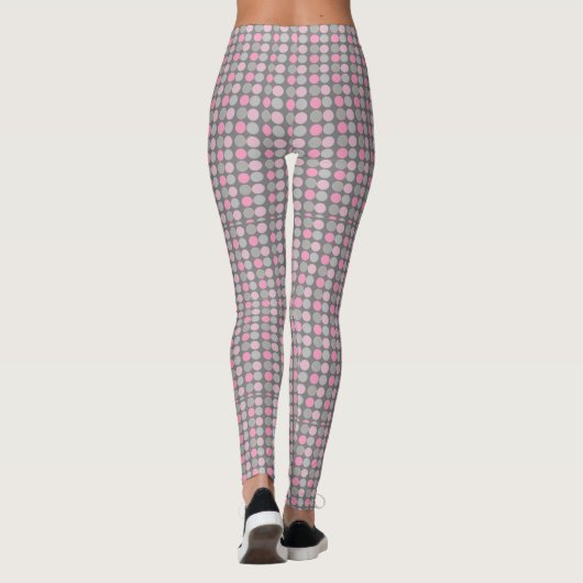 Leggings à pointes rose et gris Polka (Dos)
