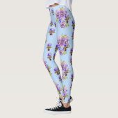 Leggings à points floraux Shabby Chic Blue Pansy (Gauche)