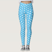 Leggings à points Polka bleu et blanc Aqua (Devant)