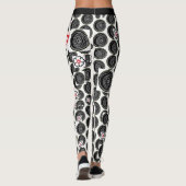 Leggings à points Polka noirs et blancs pour femme (Dos)