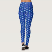 Leggings à raccord blanc et bleu pour l'exercice (Dos)