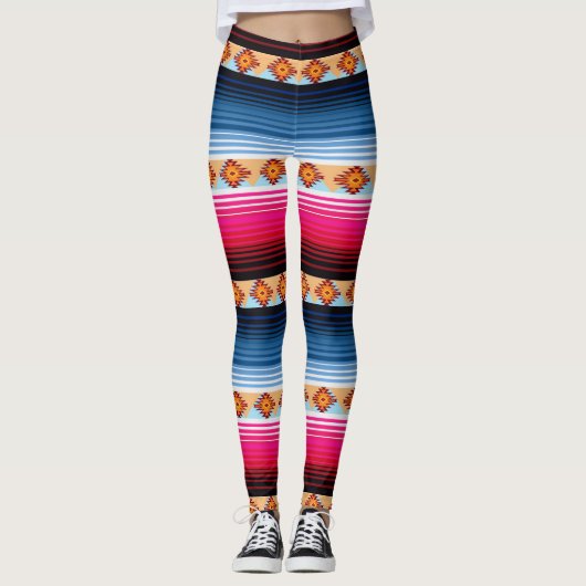 Leggings à rayures de couverture mexicaine traditi (Devant)