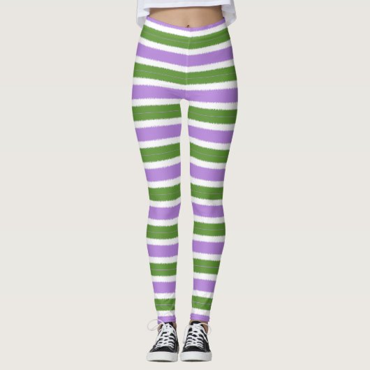 Leggings à rayures étroites drapeau genderqueer (Devant)