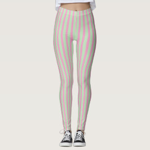 Leggings à rayures roses et vertes
