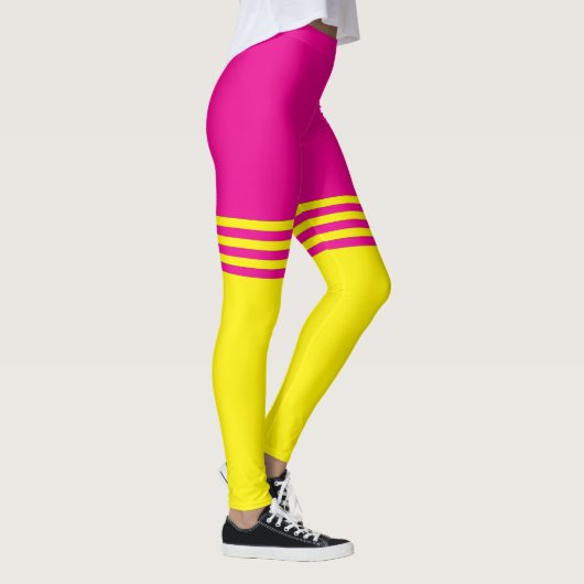 Leggings à rayures roses/jaunes de Francoise (Droite)