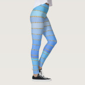 Leggings à rayures turquoise à bords dorés (Droite)