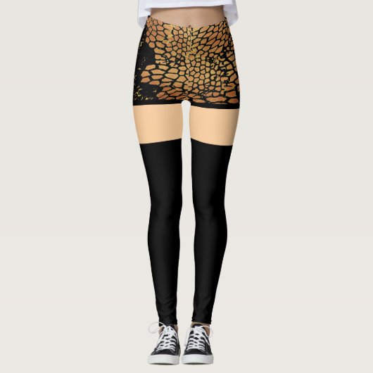 Leggings à sochos noirs courts et longs (Devant)