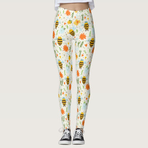 Leggings Abeille mignonne aux Casquettes bleus 