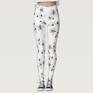 Leggings Abeilles de miel et guêtres noires et blanches de