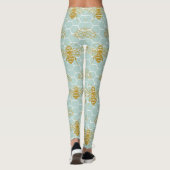 Leggings Abeilles dorées turquoises (Dos)