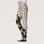 Leggings Abeilles noires et d'or et peigne rose (Gauche)