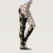 Leggings Abeilles noires et d'or et peigne rose (Droite)
