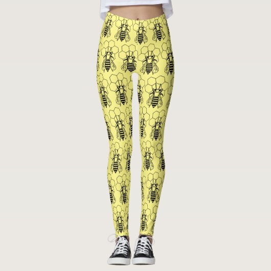 Leggings - Abeilles sur Honeycomb (Devant)