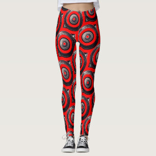 Leggings ABL - 145 - Cercles noirs et rouges