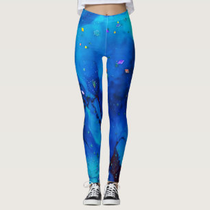 Leggings Abrégé sur encre d'alcool de paysage marin